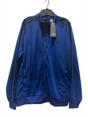 NWT, adidas Royal Blue Performance Track Jacket with Black Stripes